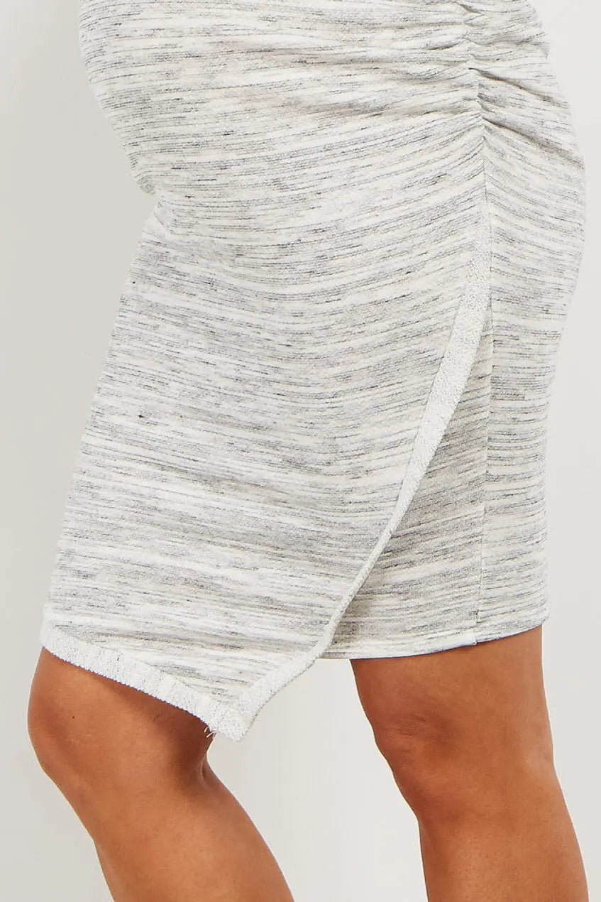 PinkBlush Grey Faux Wrap Fitted Maternity Dress for Expecting Mothers - Everetts Place