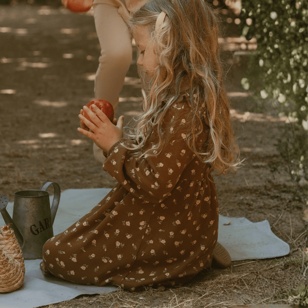 Organic Long Sleeve Ruffle -V- Dress - Primrose by Makemake Organics