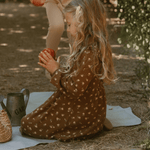 Organic Long Sleeve Ruffle -V- Dress - Primrose by Makemake Organics