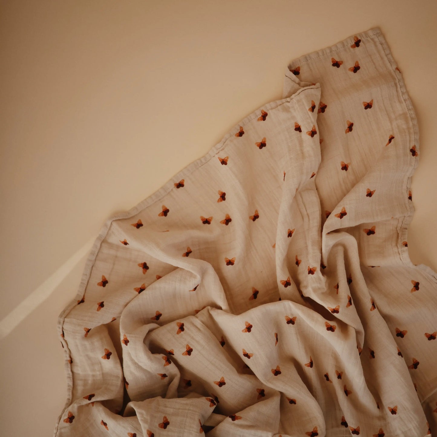 Organic Cotton Muslin Swaddle Blanket for Baby Cuddling and Nursing Mushie
