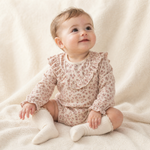 Organic Ruffle Bubble Romper - Petal Whispers by Makemake Organics