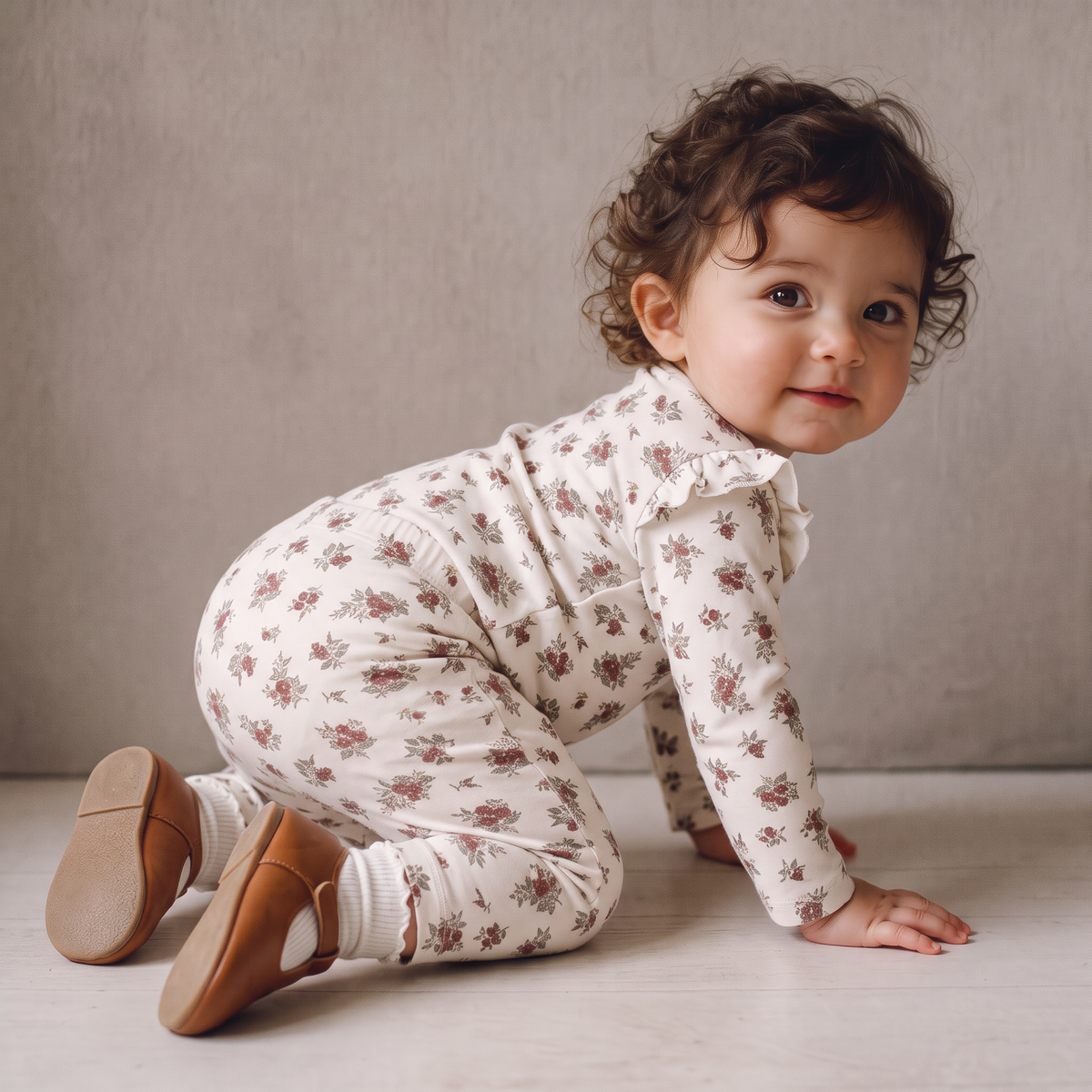 Organic Ruffle Bodysuit & Pants Set - Winter Berry by Makemake Organics