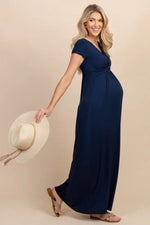 PinkBlush Petite Navy Draped Maternity Maxi Dress for Stylish Moms - Everetts Place