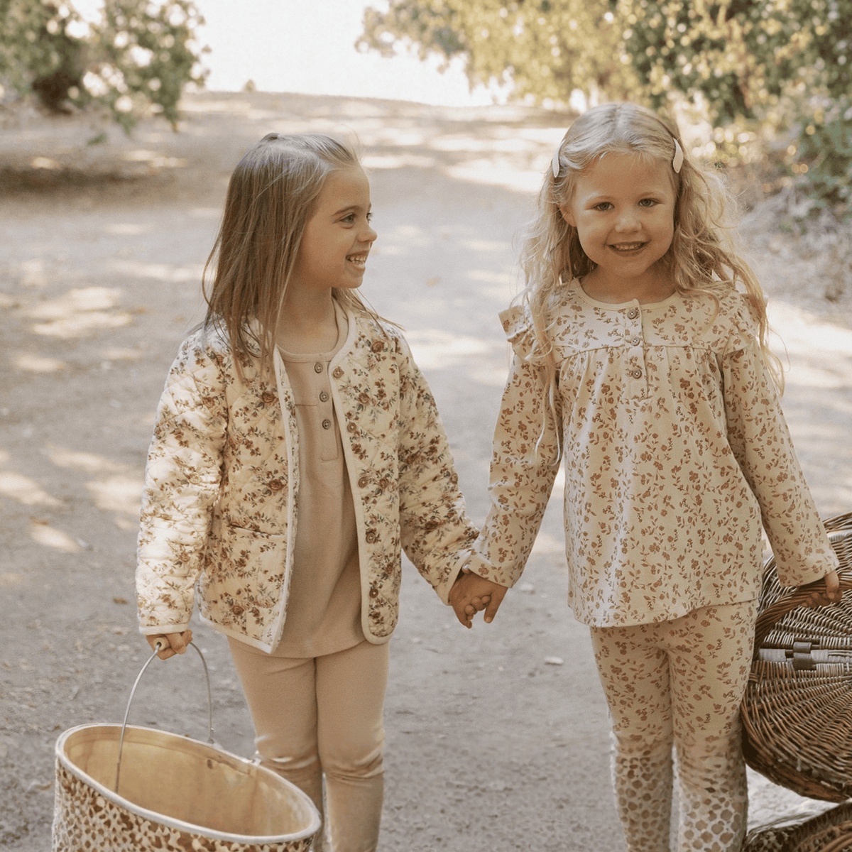 Organic Ruffle Sleeve Top Set of 2 - Petal Whispers + Dusty Rose by Makemake Organics
