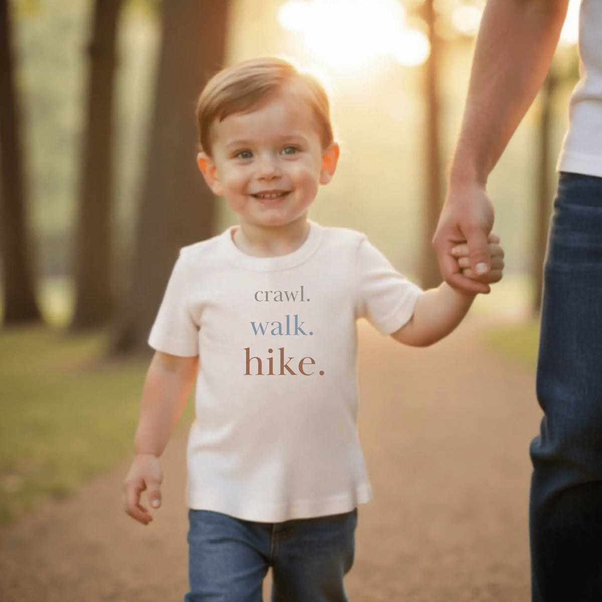 Crawl Walk Hike Organic Graphic Tee For Toddlers By Finn And Emma Adventure Ready Finn + Emma 