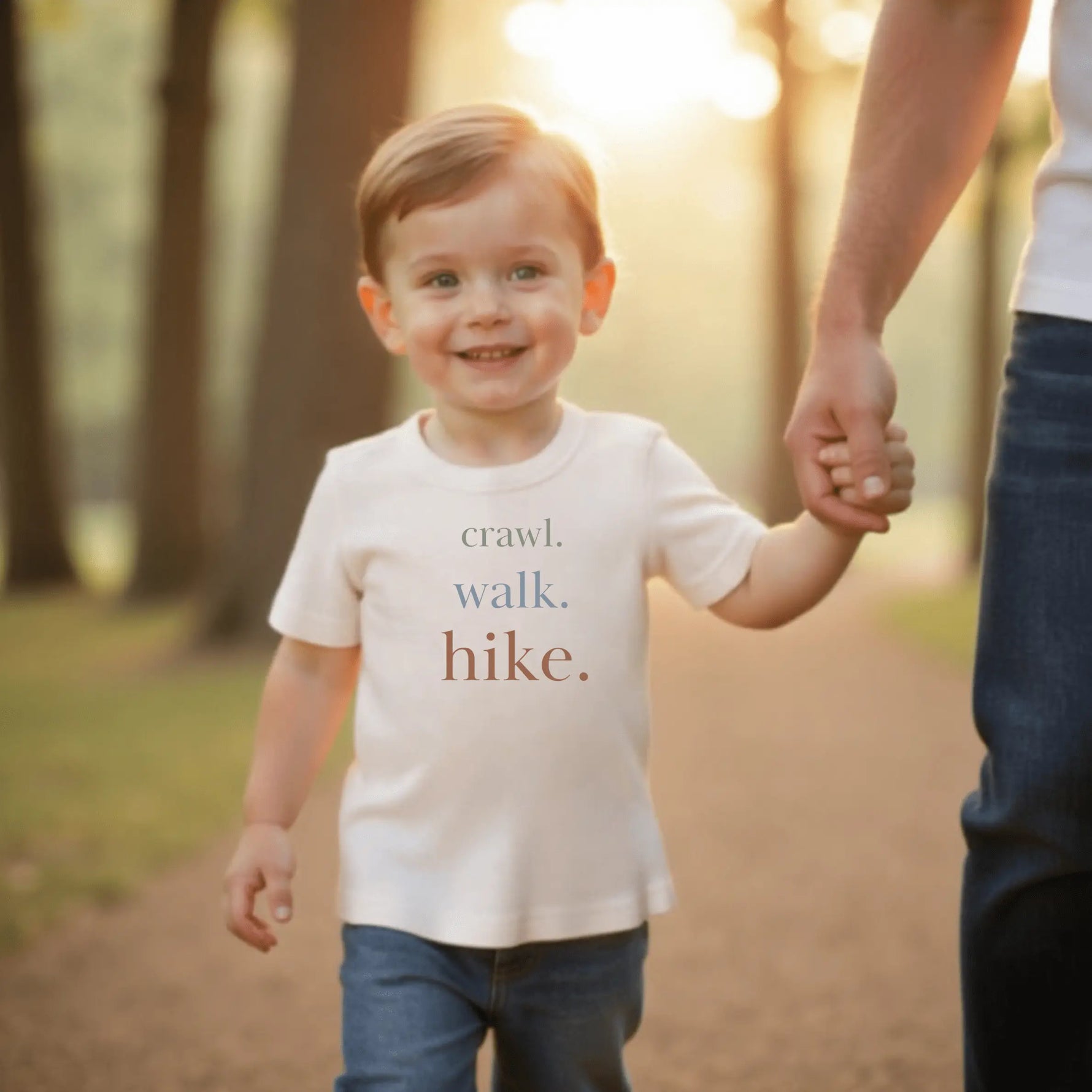 Crawl Walk Hike Organic Graphic Tee For Toddlers By Finn And Emma Adventure Ready Finn + Emma 