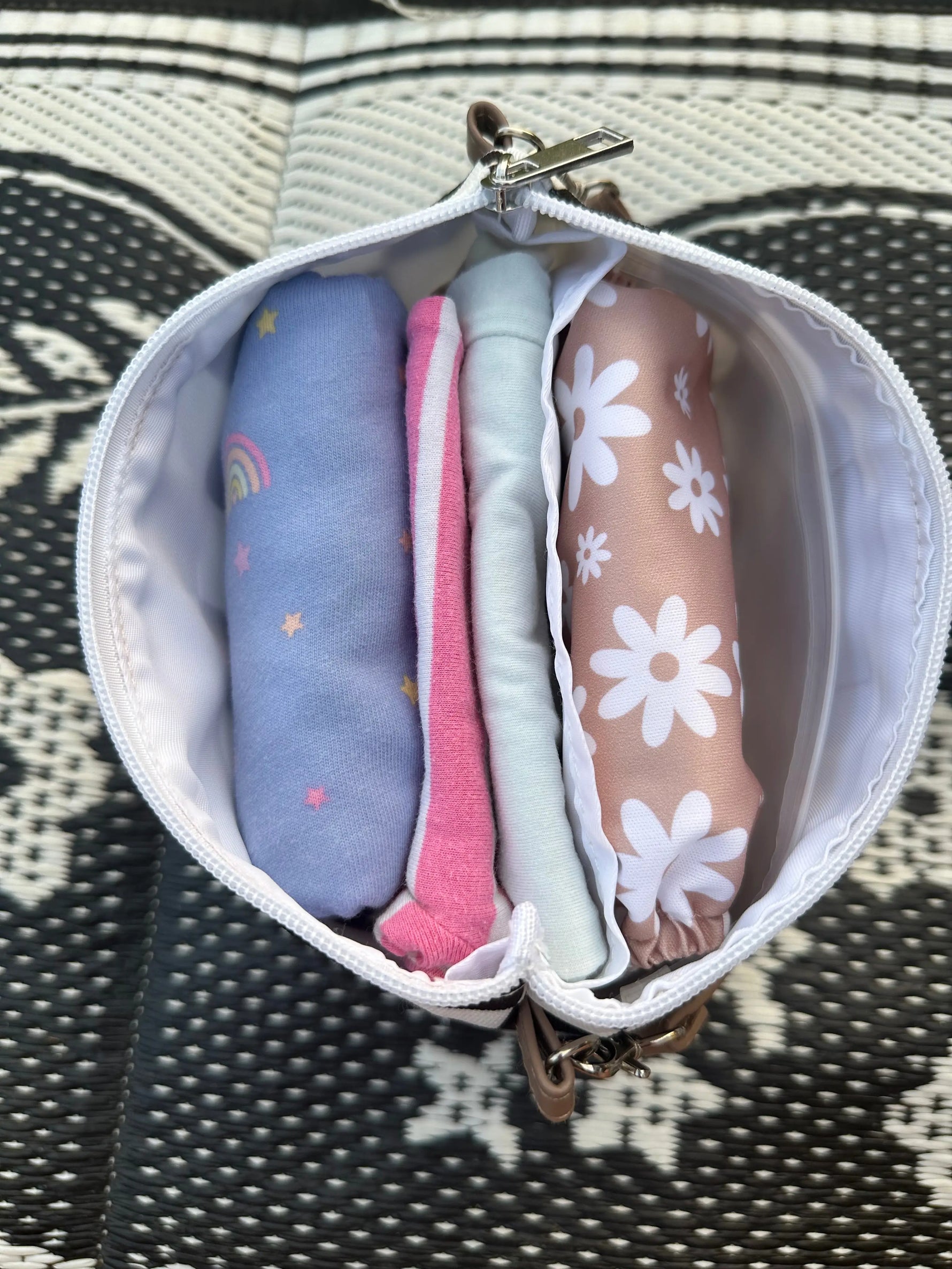 Wipes Clutch In Tan Check Multi Compartment Wet Bag For Diapering The Good Village Cloth Co. 