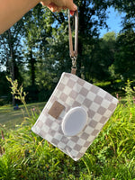 Wipes Clutch In Tan Check Multi Compartment Wet Bag For Diapering The Good Village Cloth Co. 