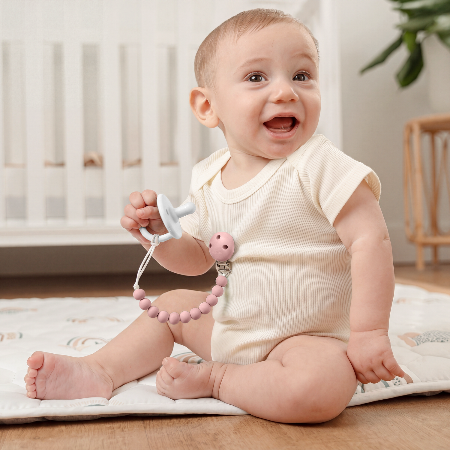 Pacifier Clips in Blush and Mauve, 2 Pack