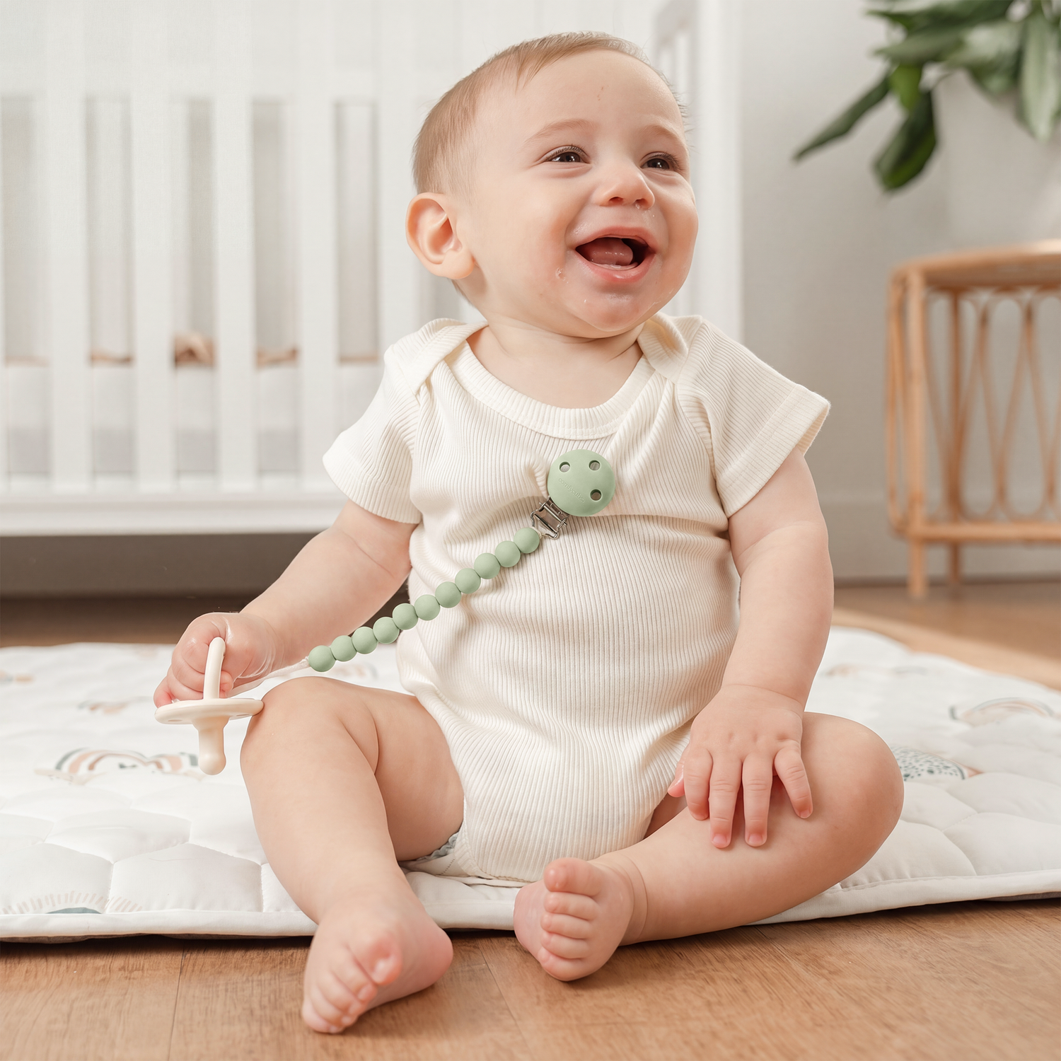 Pacifier Clips in Pacifier Clips - Pacific Blue and Sage, 2 Pack