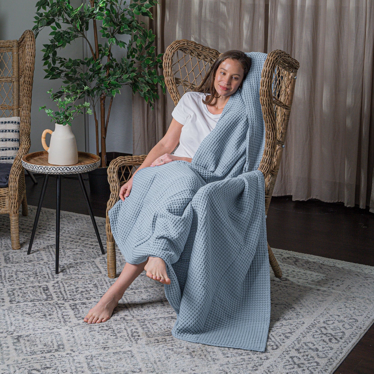 Adult Waffle Blankets in Pacific Blue by Comfy Cubs at Everetts Place
