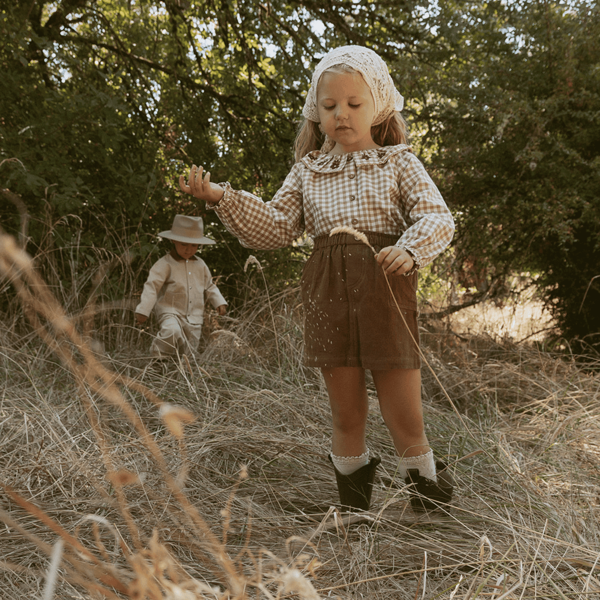 Brown organic corduroy skirt for babies and toddlers