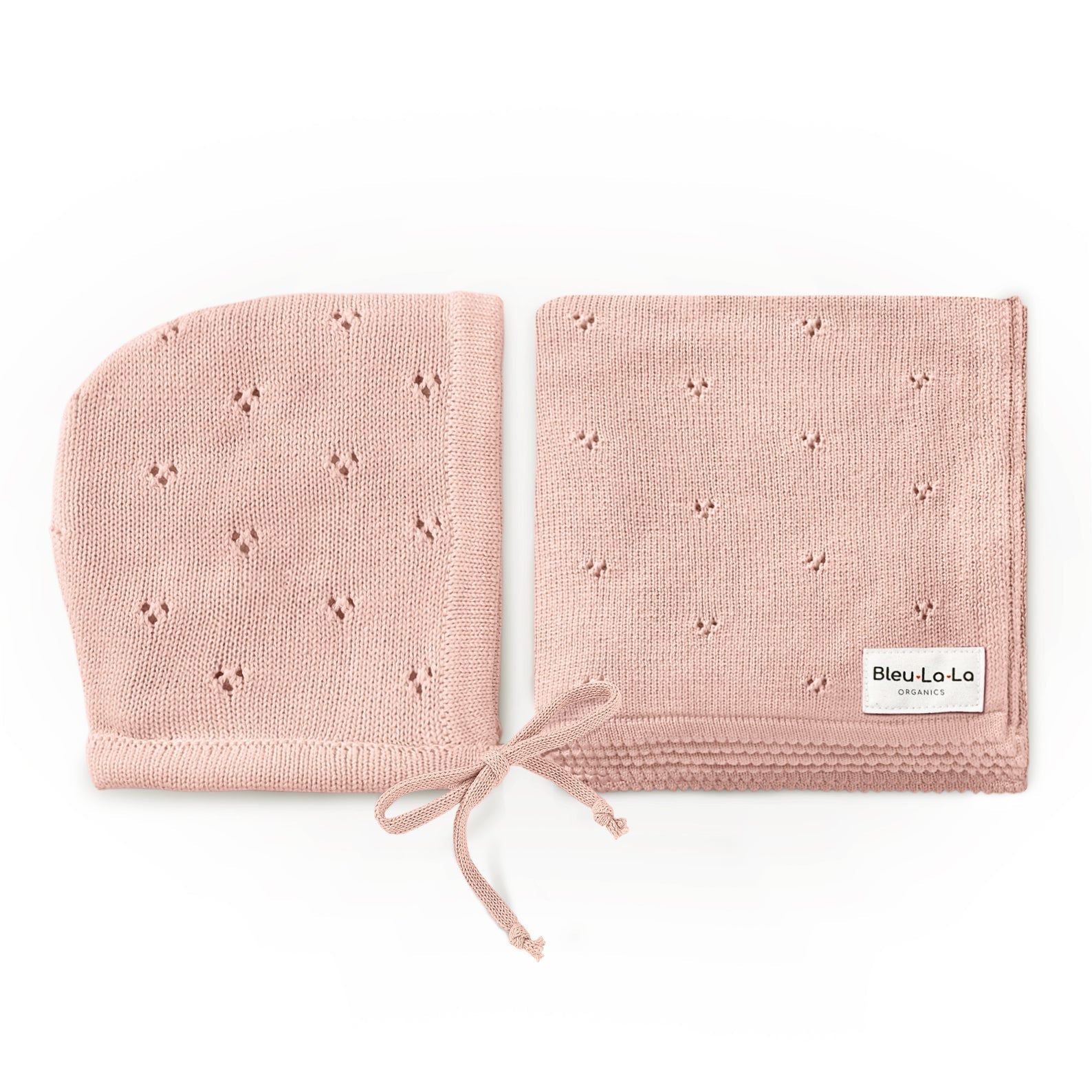 Organic Pointelle Swaddle Blanket and Hat Gift Set Bleu La La