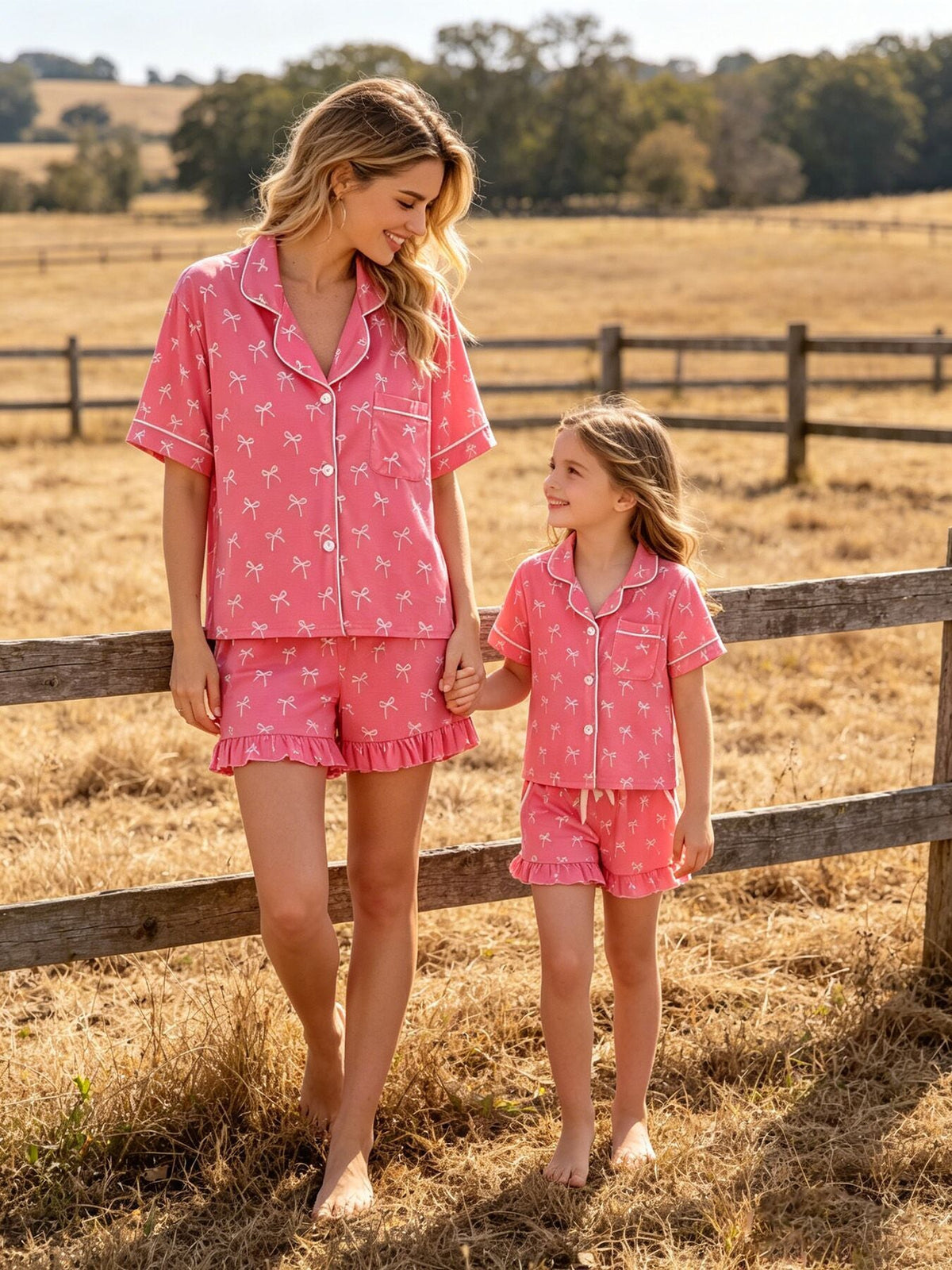 Mommy & Me Bow Print Ruffle Pajama Set by Rylee Faith Designs
