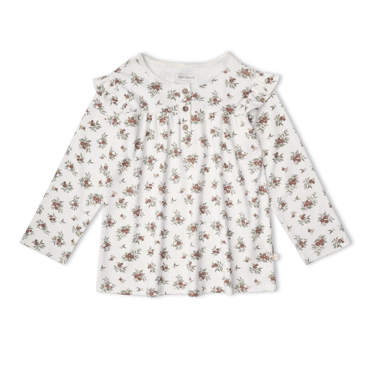 Organic Ruffle Sleeve Top Set of 2 - Winter Berry + Olive by Makemake Organics