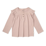 Organic Ruffle Sleeve Top Set of 2 - Petal Whispers + Dusty Rose by Makemake Organics