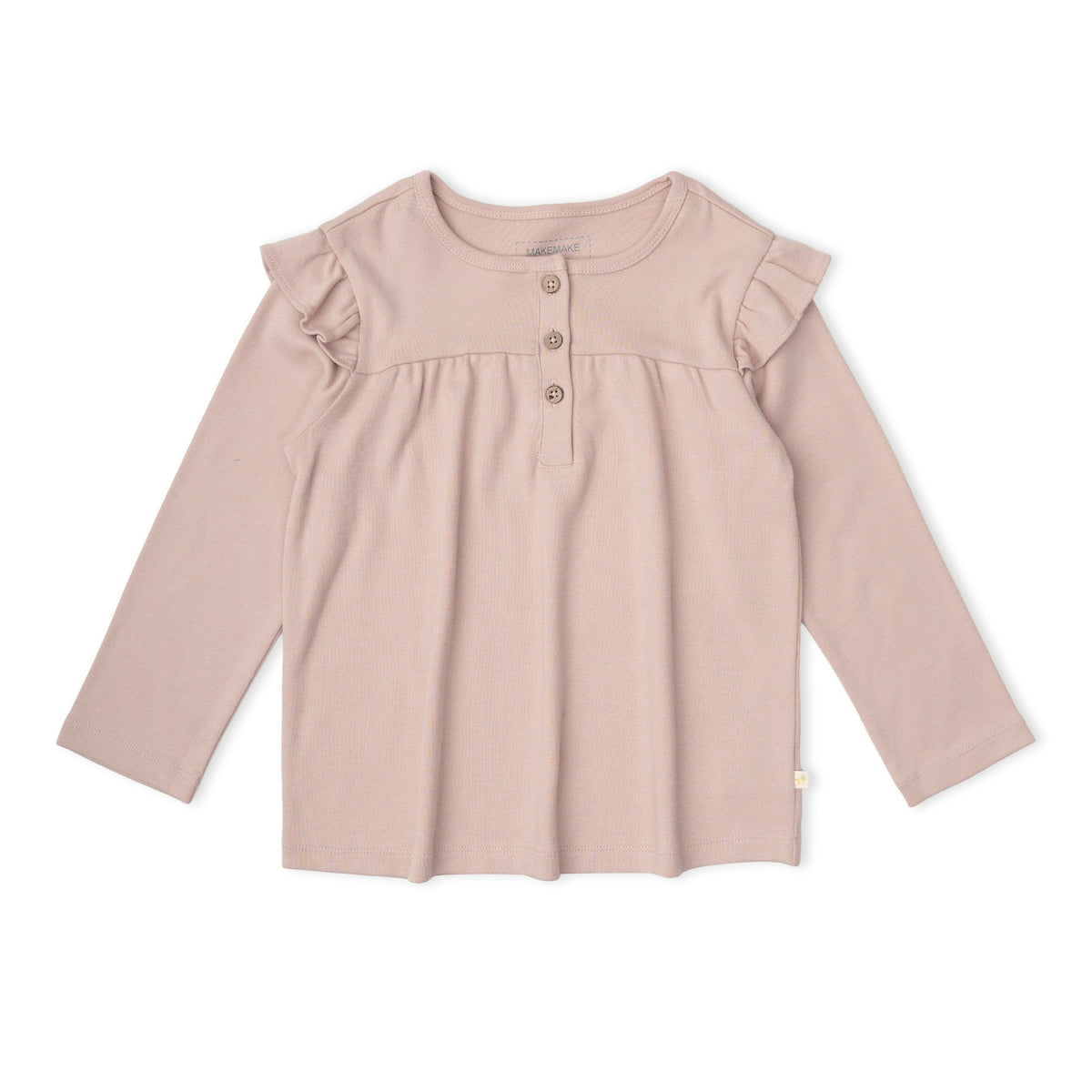Organic Ruffle Sleeve Top Set of 2 - Petal Whispers + Dusty Rose by Makemake Organics