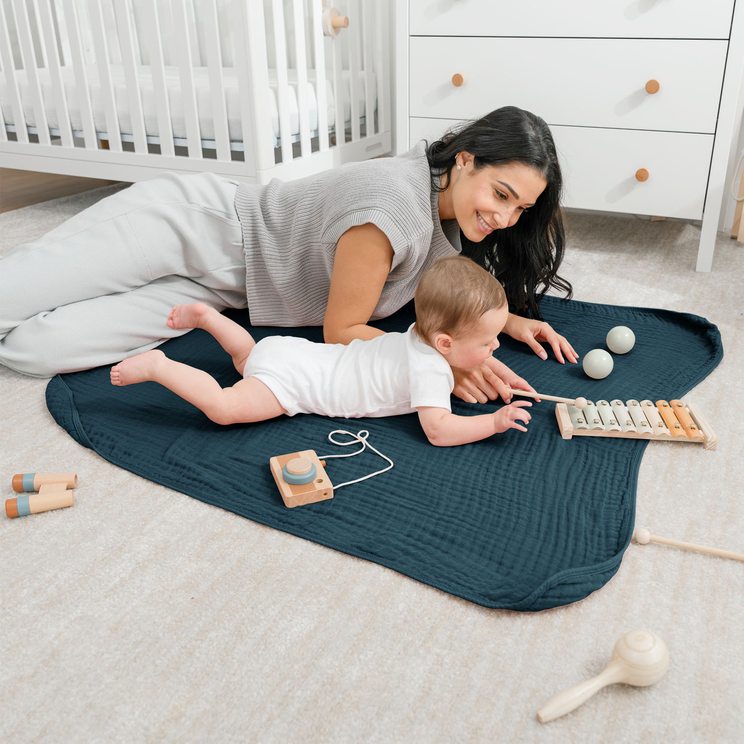 Organic Muslin Cotton Baby Blanket — Comfy Cubs | Neptune