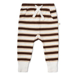 Organic Kimono Onesie & Pants Set - Cocoa Stripe by Makemake Organics