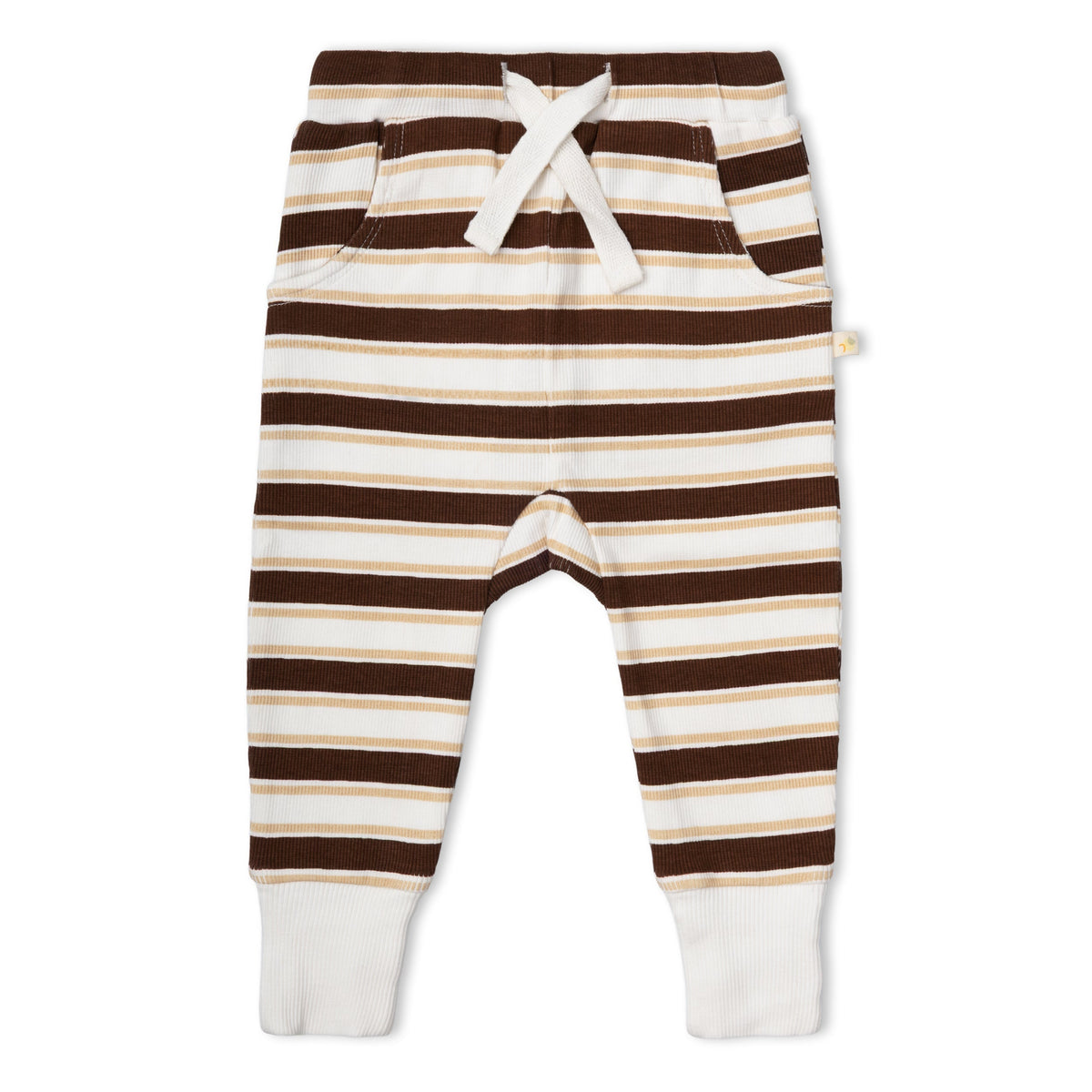 Organic Kimono Onesie & Pants Set - Cocoa Stripe by Makemake Organics