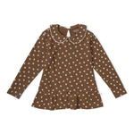 Organic Collar Peplum Top Set of 2 - Chestnut Bloom + Brown by Makemake Organics