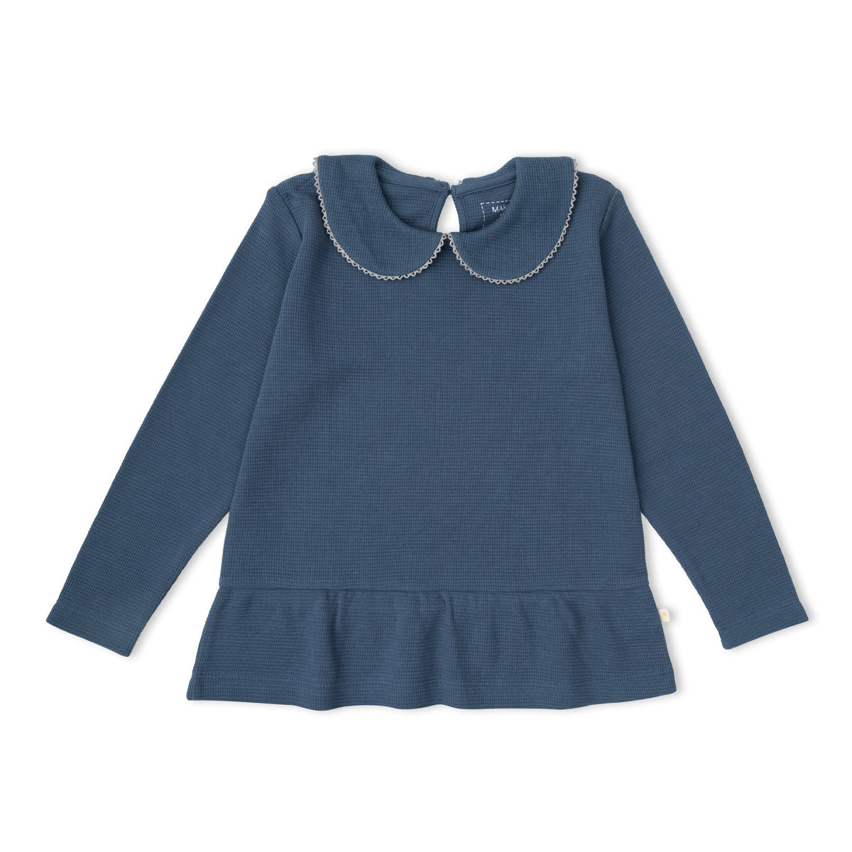 Organic Collar Peplum Top Set of 2 - Indigo Blossom + Navy by Makemake Organics