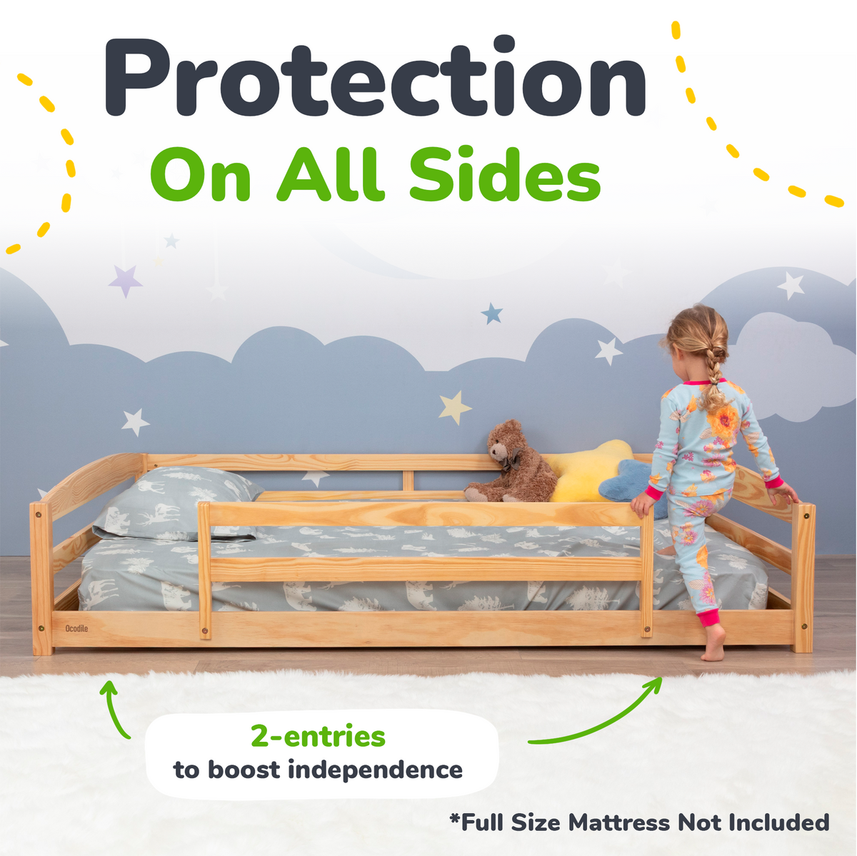Full-Size Montessori Floor Bed with Strong Slatted Frame by Ocodile.com