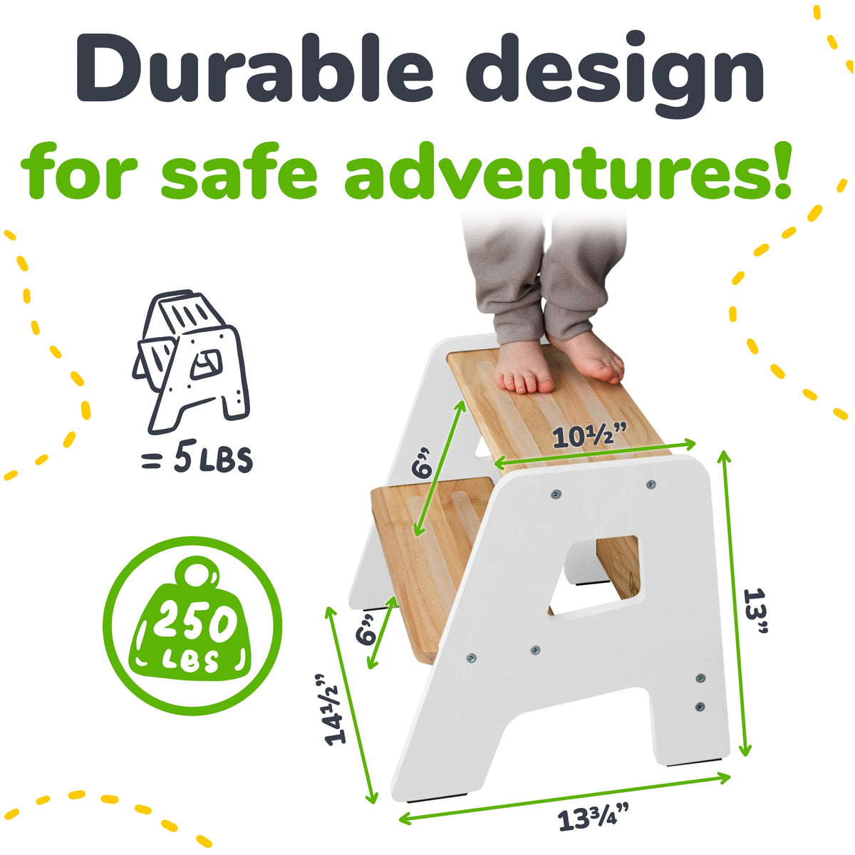 Solid Hardwood 2-Step Toddler Step Stool by Ocodile.com