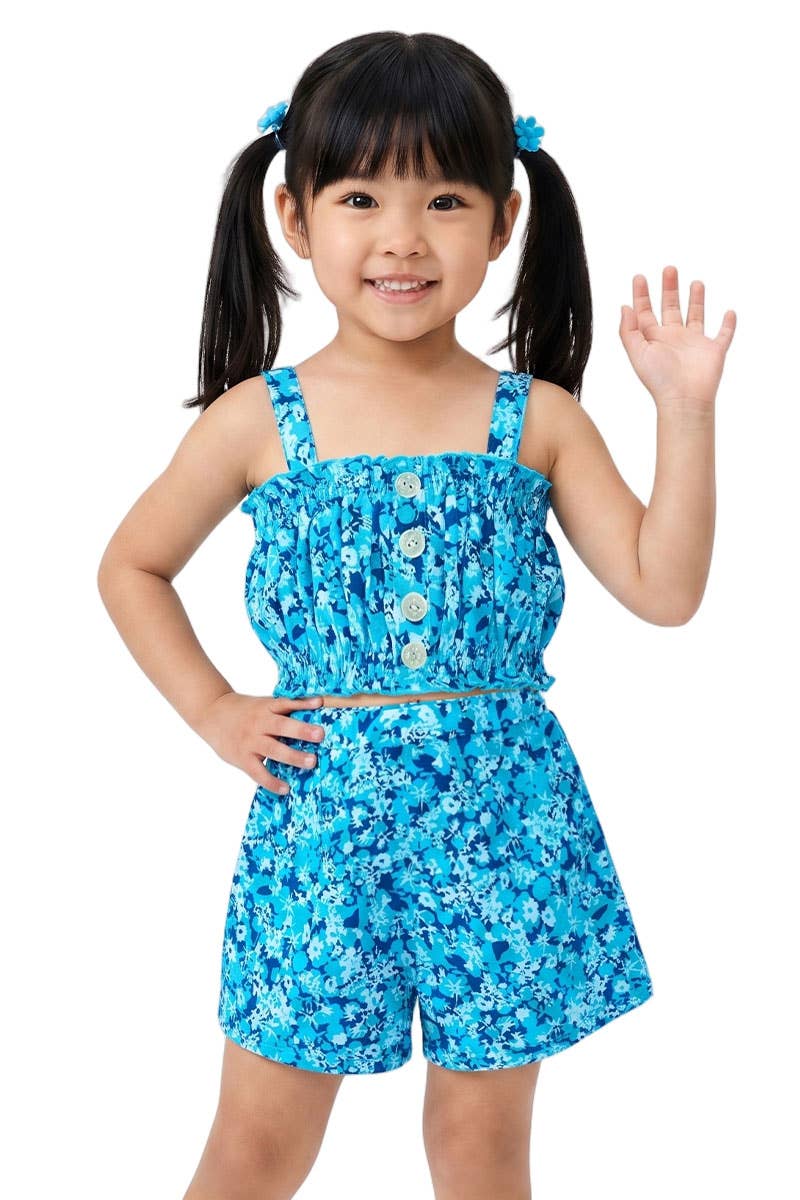 Cutie Patootie Clothing - TKSS-3006T-AMY19 Toddler's 2 Piece Floral Short Set - Blue Floral / 4 by Cutie Patootie Clothing at Everetts Place