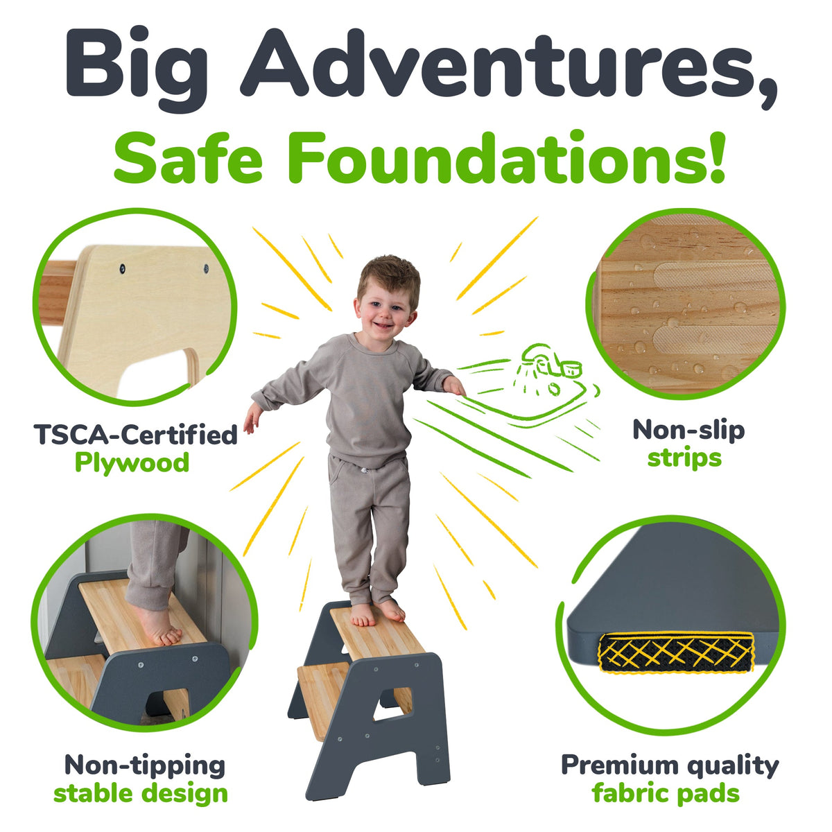Solid Hardwood 2-Step Toddler Step Stool by Ocodile.com