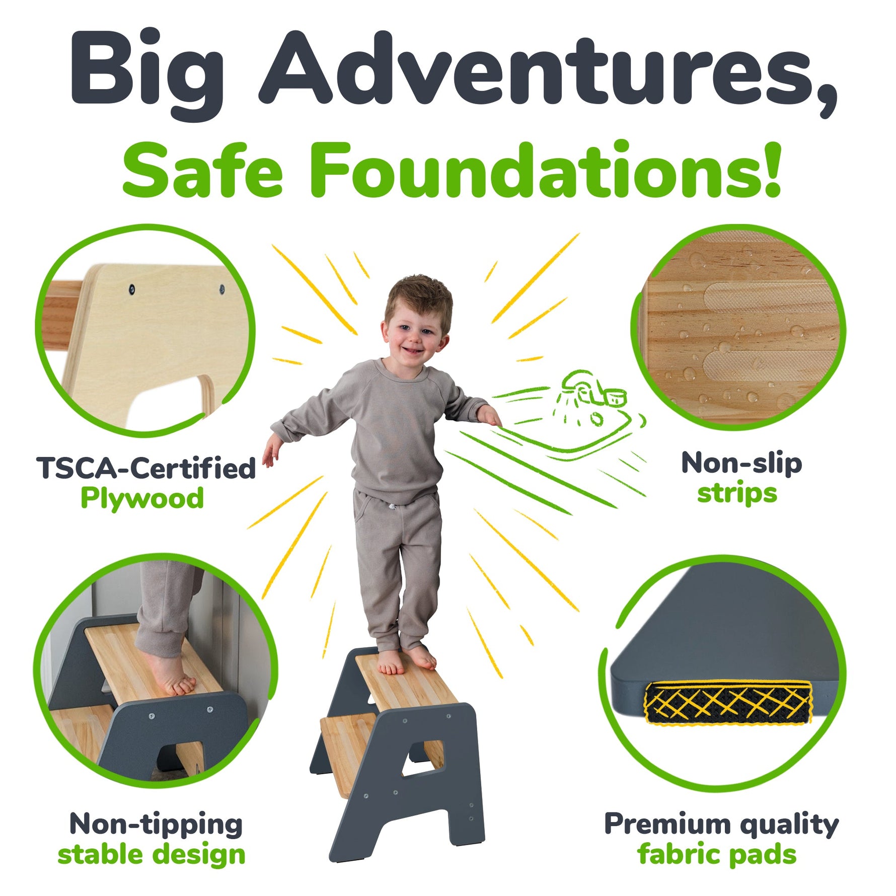 Solid Hardwood 2-Step Toddler Step Stool by Ocodile.com
