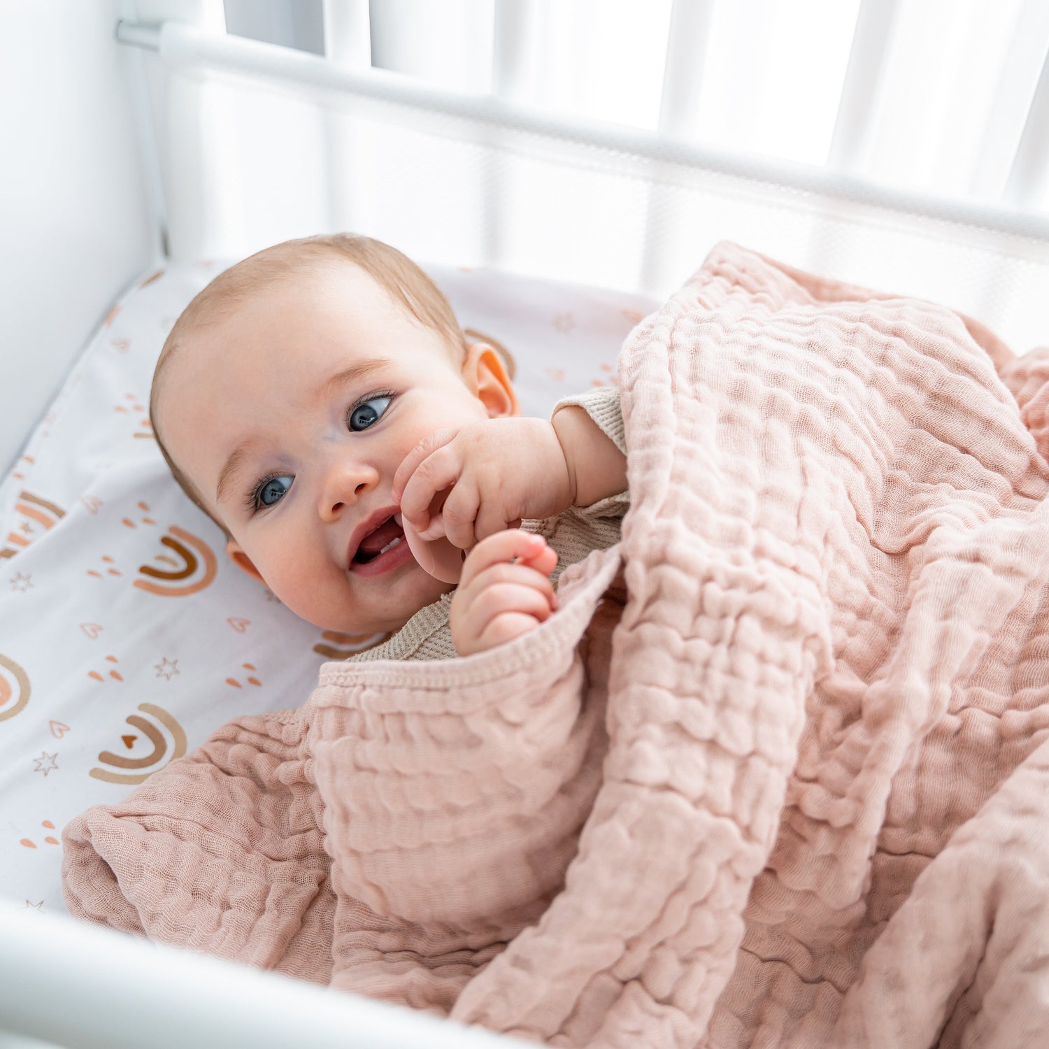 GOTS Organic Muslin Blanket — Comfy Cubs | Blush