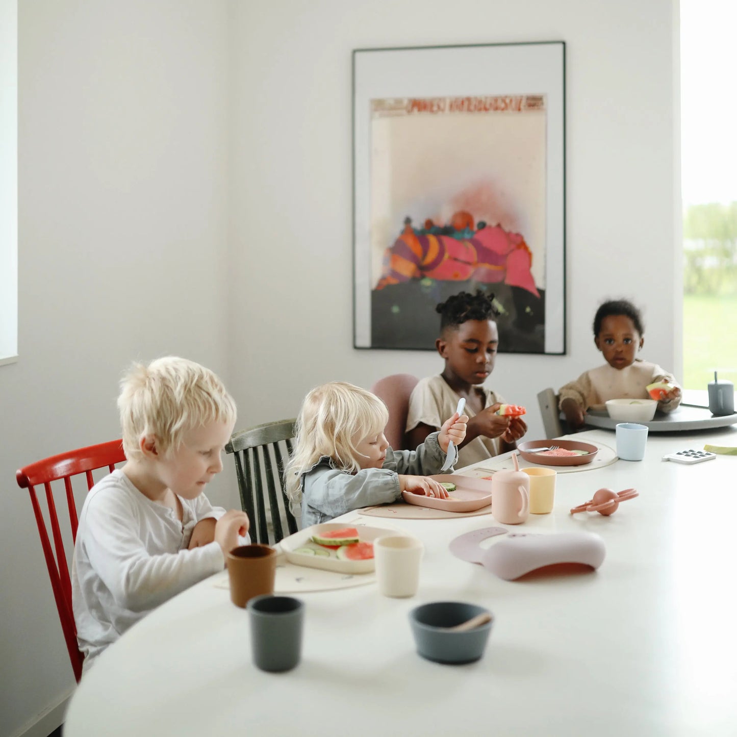 Square Dinnerware Plates for Babies BPA-Free Plastic Microwave and Dishwasher Safe Made in Denmark Mushie