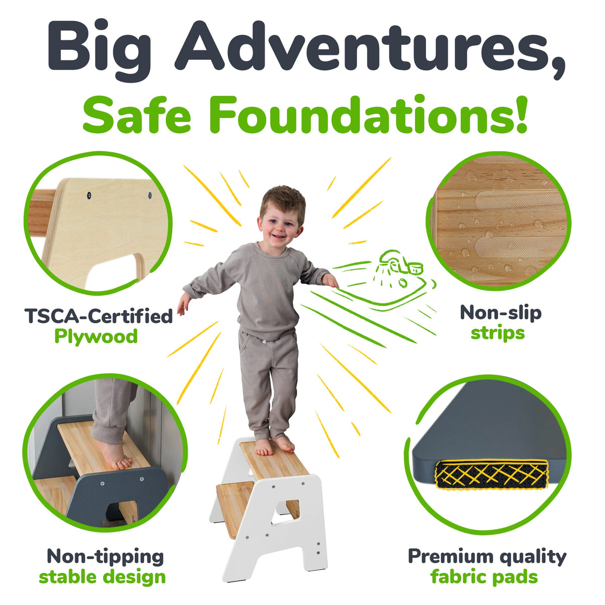 Solid Hardwood 2-Step Toddler Step Stool by Ocodile.com