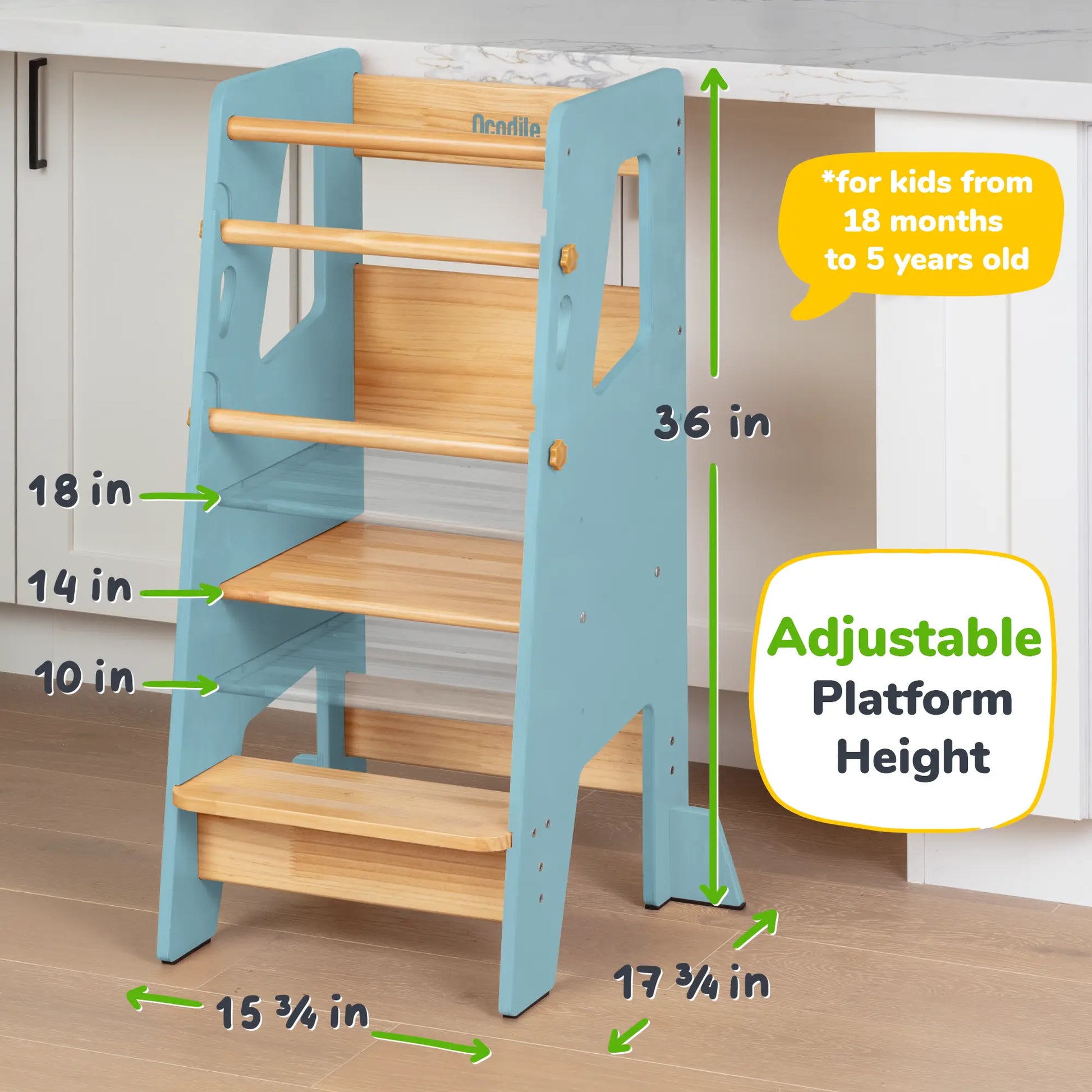 Toddler Standing Tower with Safe Climbing Bars for Independent Learning Ocodile.com