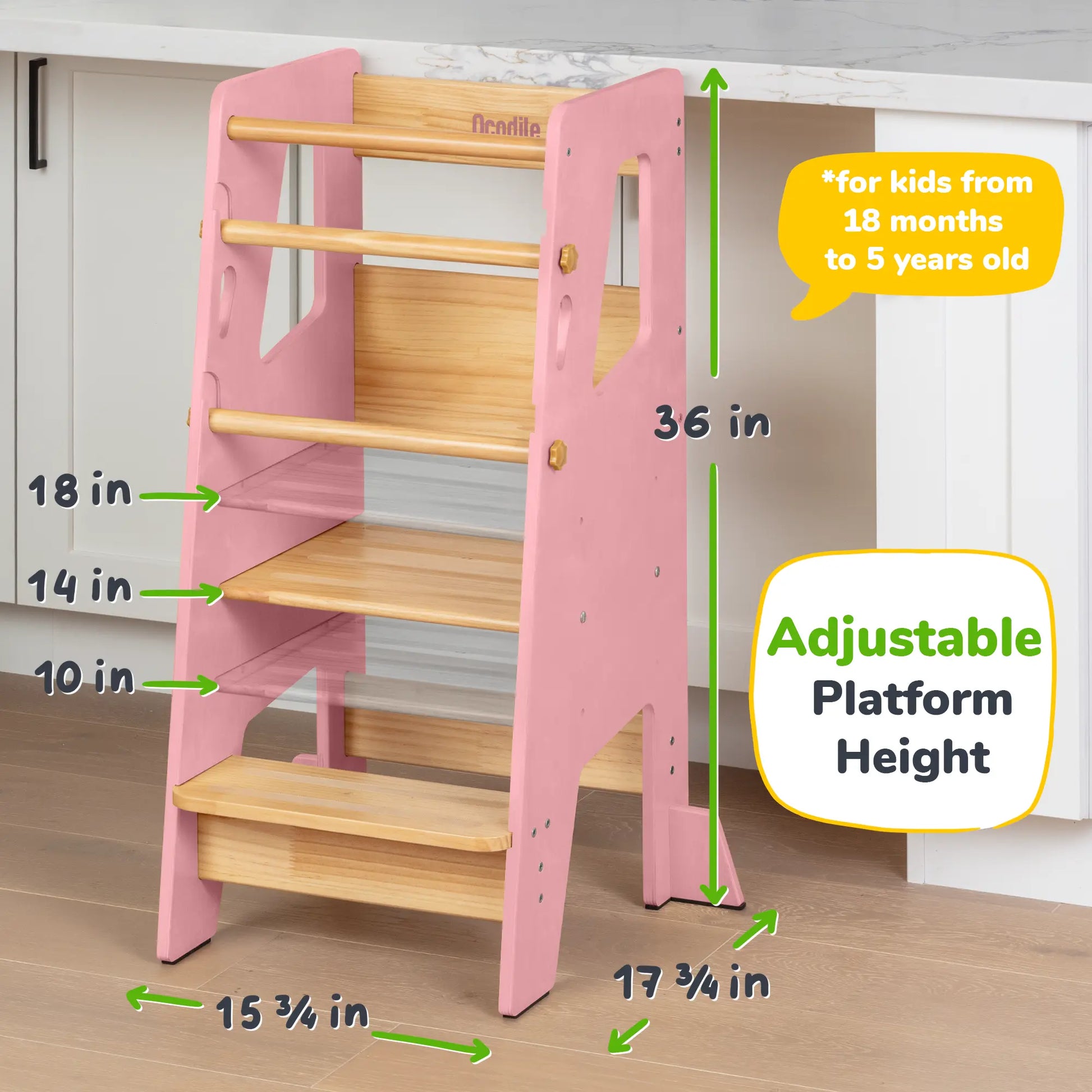 Toddler Standing Tower with Safe Climbing Bars for Independent Learning Ocodile.com
