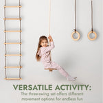 Goodevas 3 In 1 Swing And Climbing Set With Rope Ladder Gym Rings And Disc Swing - Everetts Place Boutique - 