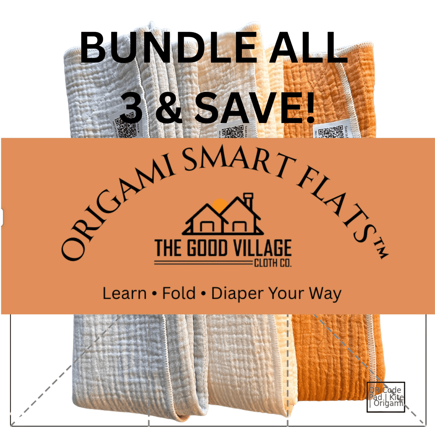 The Good Village Cloth Co. 3 - Pack Origami Smart Flats - 