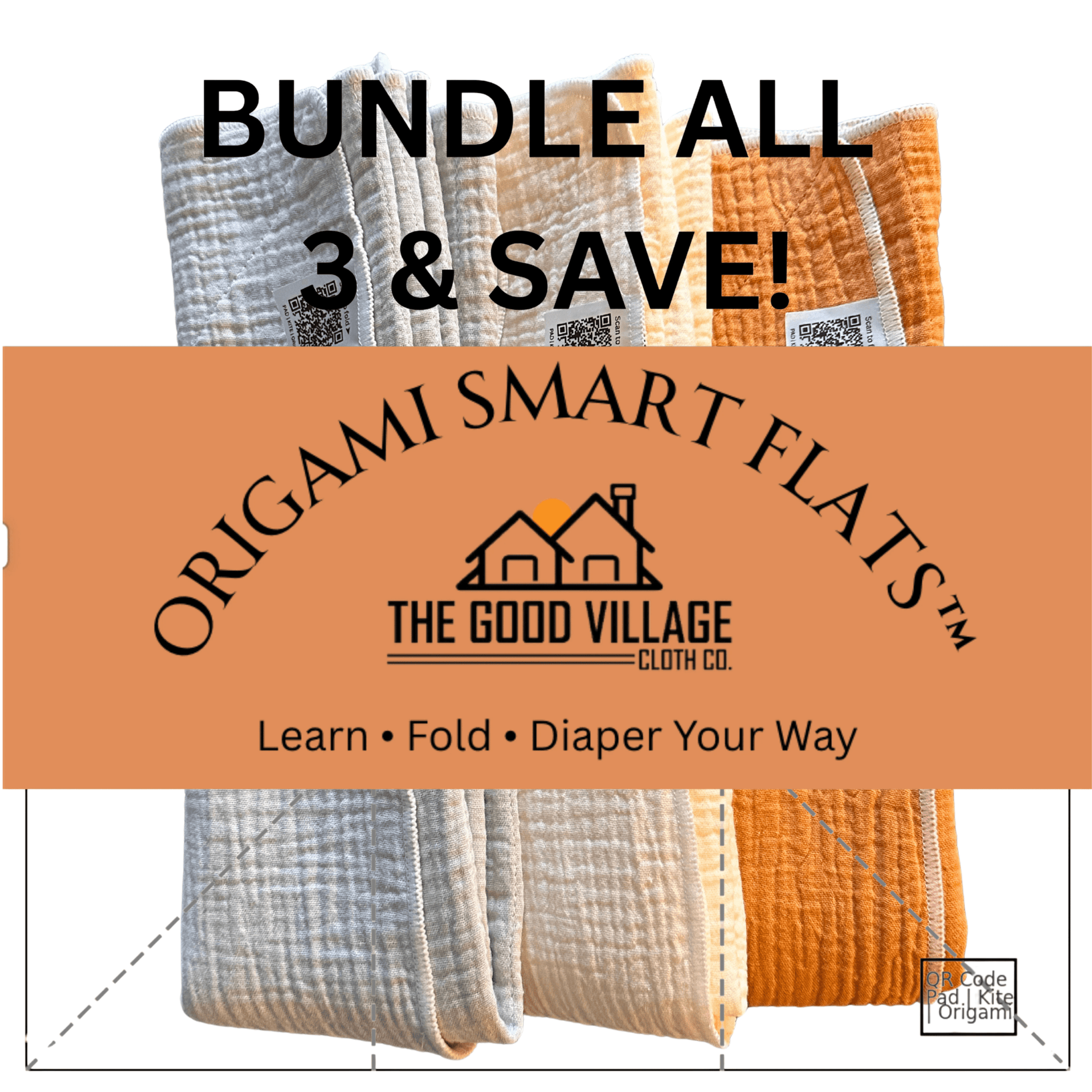 The Good Village Cloth Co. 3 - Pack Origami Smart Flats - 