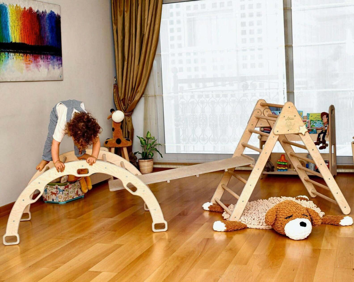 Montessori Climbing Set / Pikler Triangle, Climbing Arch & Ramp / 3 Pieces Set by Kidodido