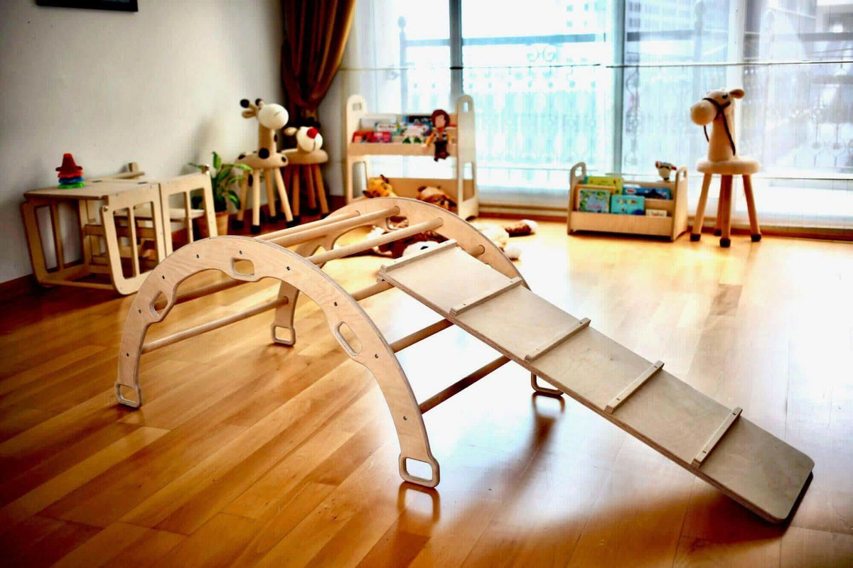 Montessori Climbing Set / Pikler Triangle, Climbing Arch & Ramp / 3 Pieces Set by Kidodido
