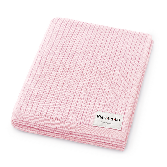 Organic Ribbed Knit Cotton Baby Blanket Made from 100 Percent Organic Cotton Bleu La La