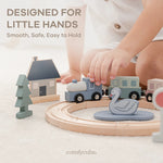 Comfy Cubs 30 - Piece Wooden Train Set for Toddlers Ages 1+ - 