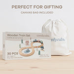 Comfy Cubs 30 - Piece Wooden Train Set for Toddlers Ages 1+ - 