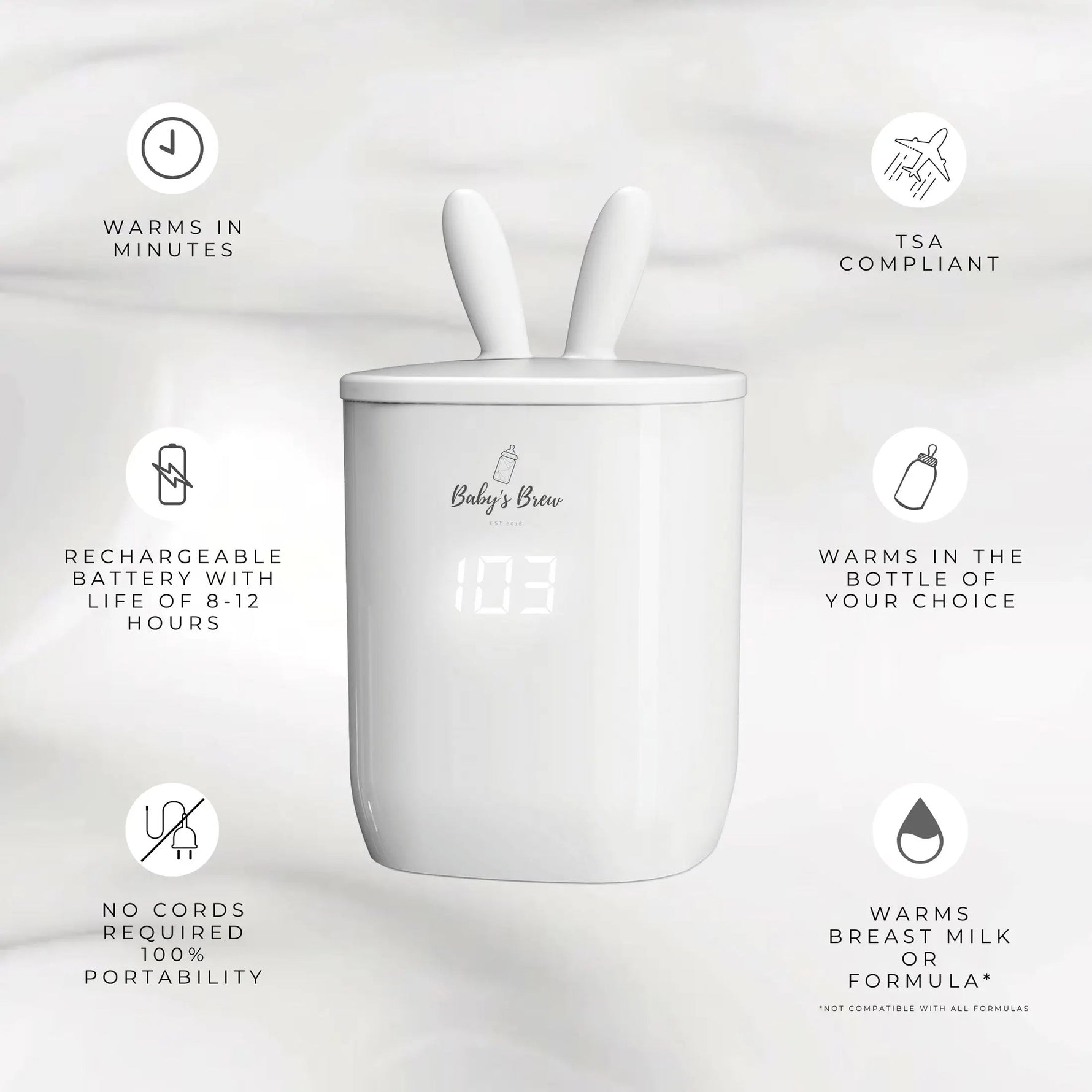 The Baby's Brew 3.0 Portable Bottle Warmer Adapter Set (Warmer + Four Adapters) - 