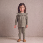 Organic Ruffle Sleeve Top Set of 2 - Winter Berry + Olive by Makemake Organics