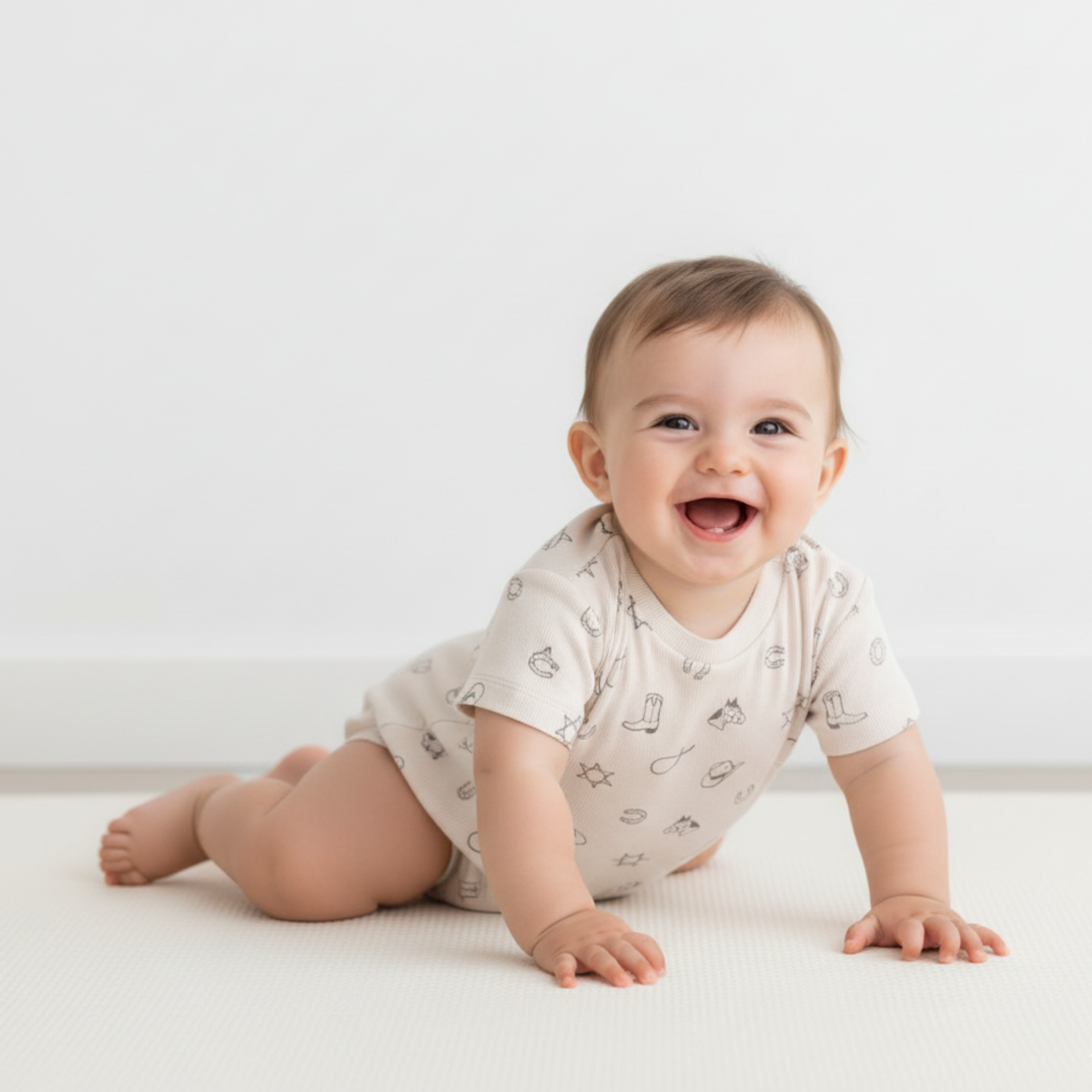 Organic Short Sleeve Bubble Romper - Rodeo by Makemake Organics at Everetts Place