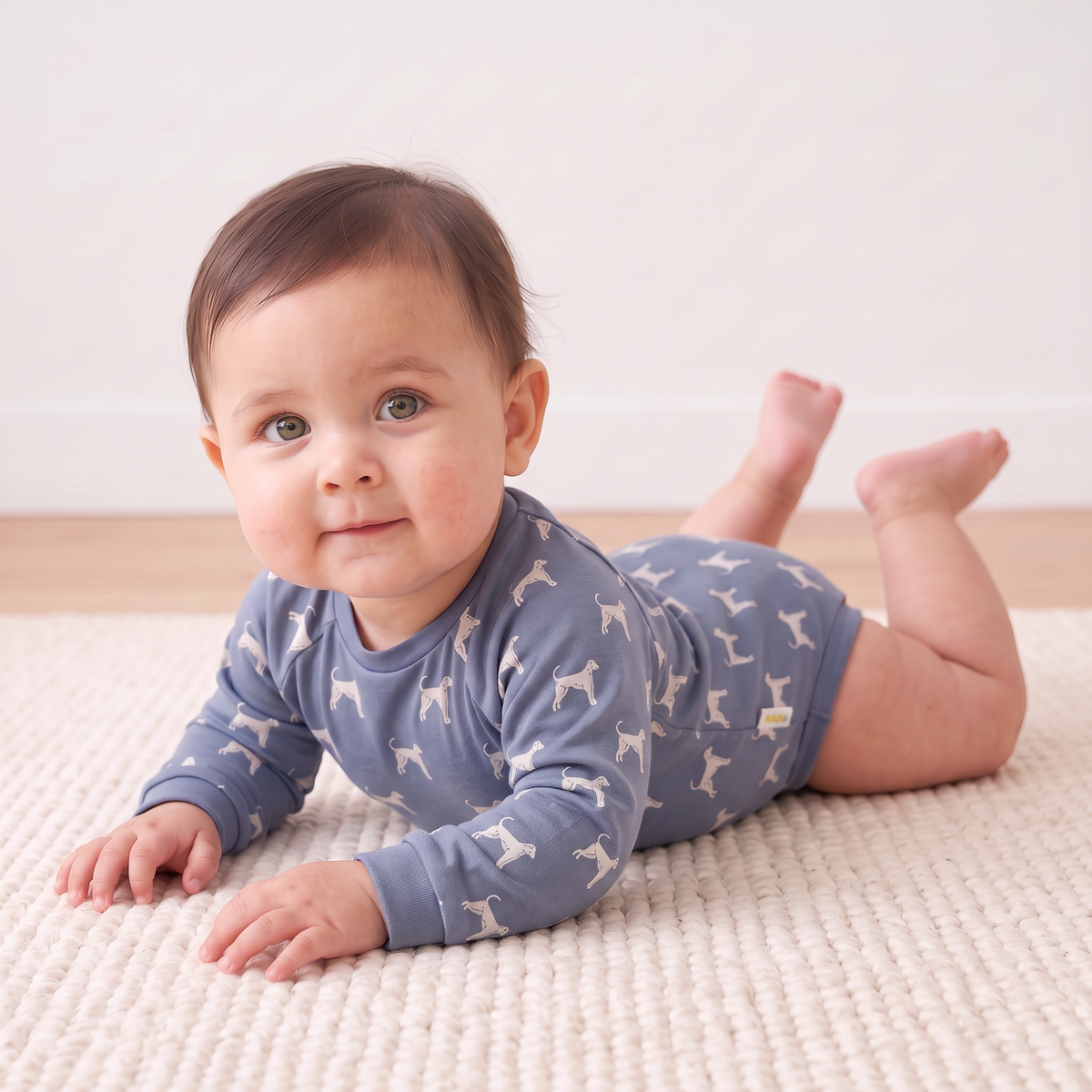 Organic Long Sleeve Bubble Romper - Dog by Makemake Organics