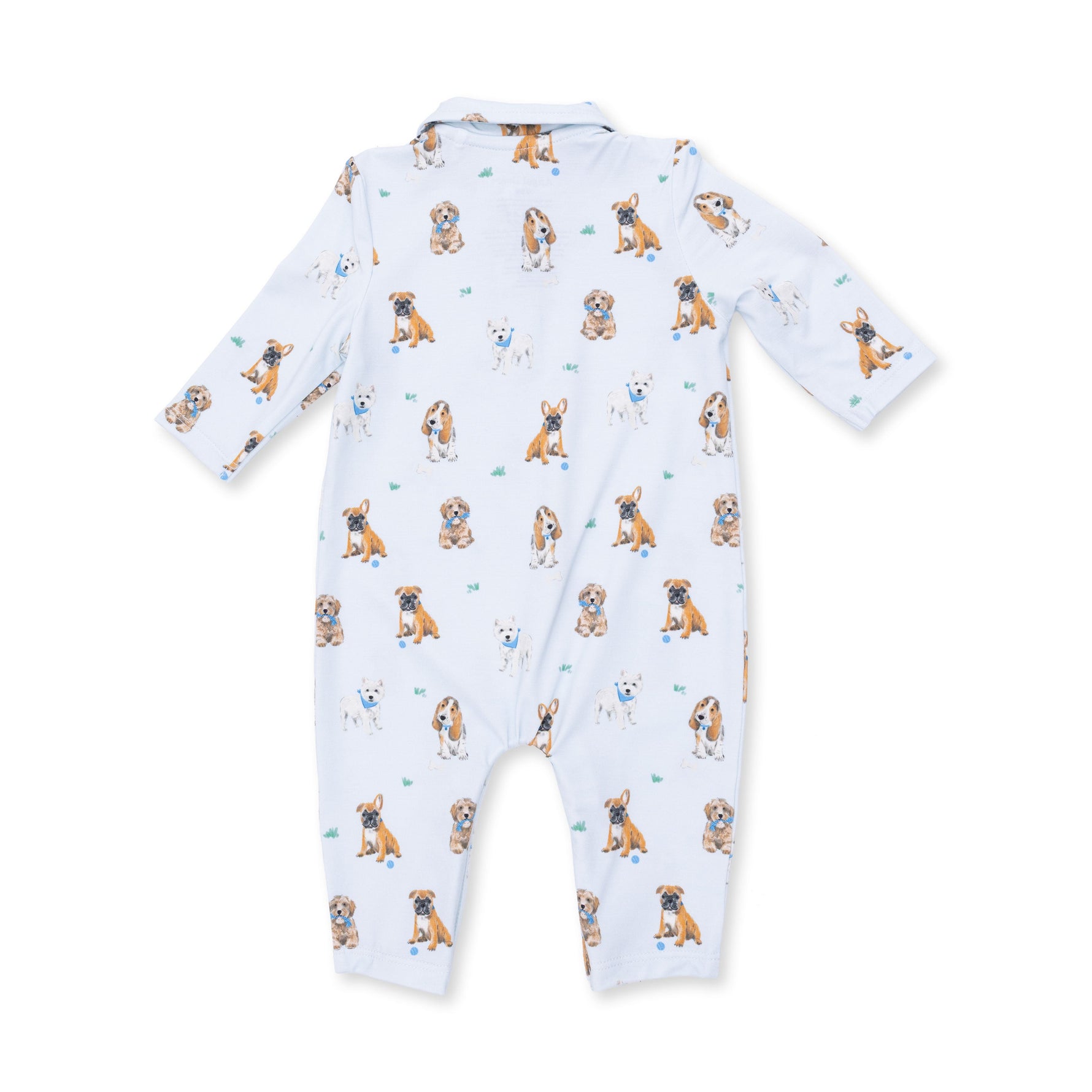 Viscose from Bamboo Polo Romper - Bestie Dogs Blue by Angel Dear (view 3 of 5)
