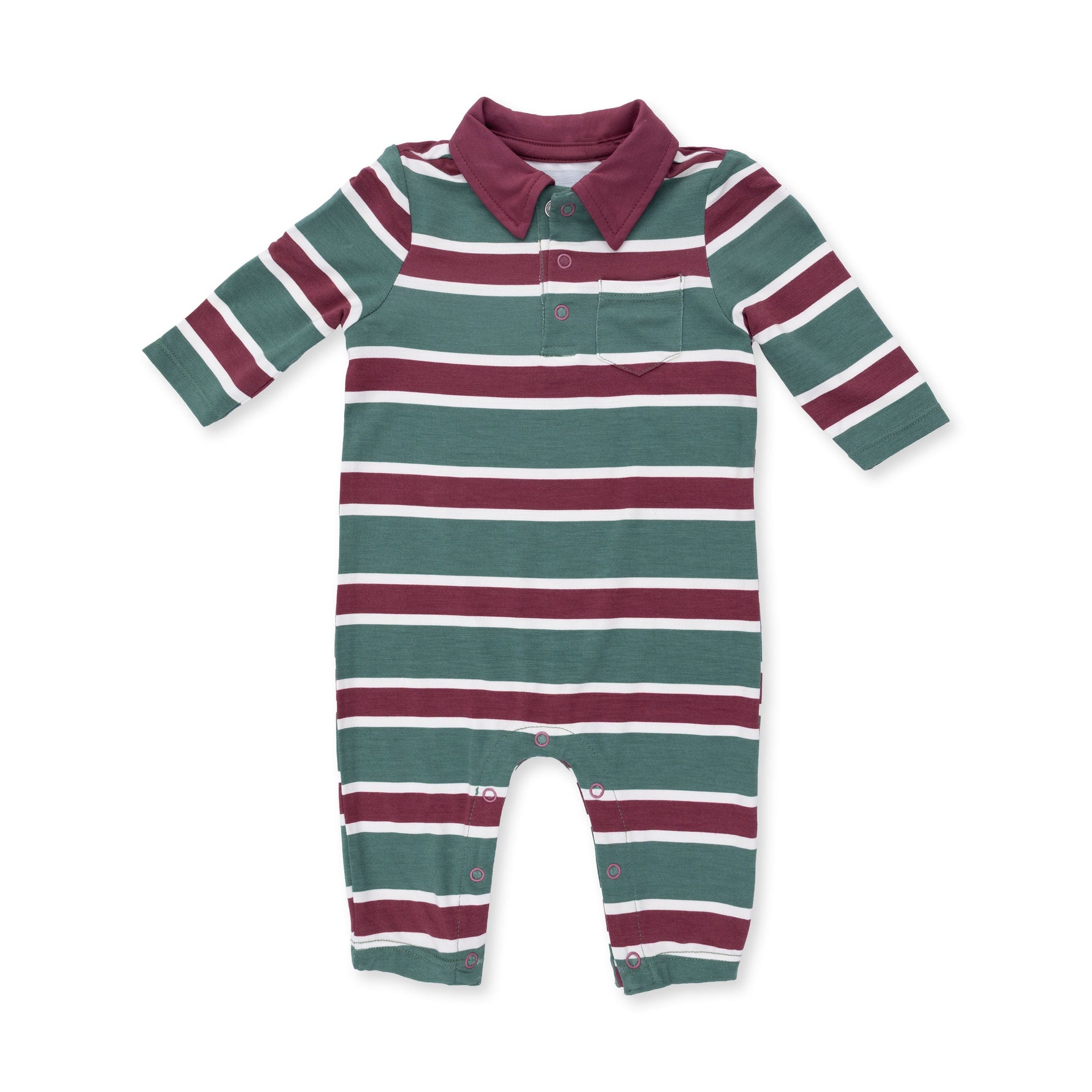 Rugby Stripe Green - Polo Romper by Angel Dear (view 2 of 5)